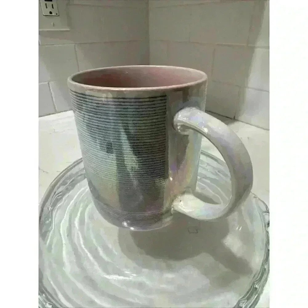 Large Coffee Mug Gray Pink Iridescent Pearl LaRochelle Signature Collection - Picture 3 of 14